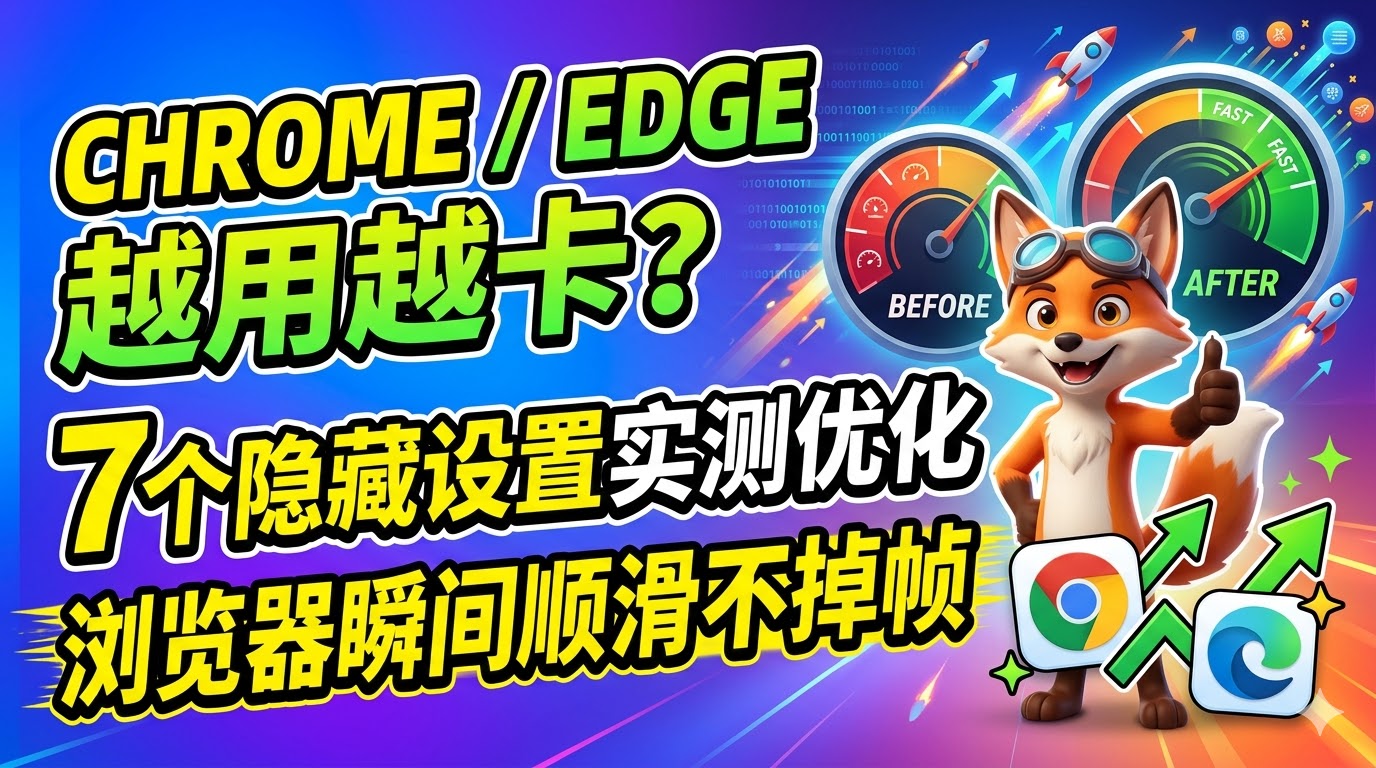 Chrome / Edge 越用越卡？7个隐藏设置实测优化，浏览器瞬间顺滑不掉帧